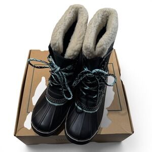 LL Bean Suede Snow Boots Womens 8 Jet Black Waterproof Insulated New